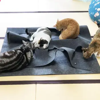 

100*100cm Pet Cat Toy Durable Holed Blanket Play Mat Hide And Seek Carpet with Holes Scratch-resistant Kitten Cat Hiding House