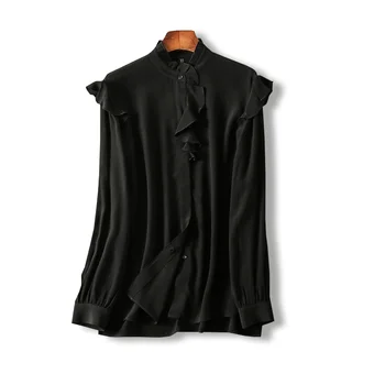 

Women Shirt Viscose Ruffled Long Sleeve Shirt