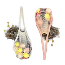 Сетчатая Сумка для покупок, хлопковый рынок, многоразовая сетчатая хозяйственная сумка с длинными ручками, моющаяся Сетчатая Сумка для хранения фруктов и овощей