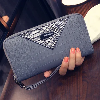 

Women Vintage Alligator Wallet Zipper Clutch Bag Fashion Designer Female Leather Wallets Coin Purse Ladies Wristlet
