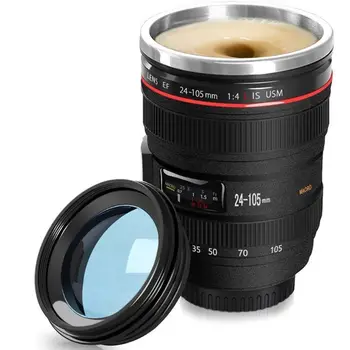 

Drop Ship Self Stirring Coffee Mug Creative Camera Lens EF 24-105mm Auto Mixing Cup Thermos