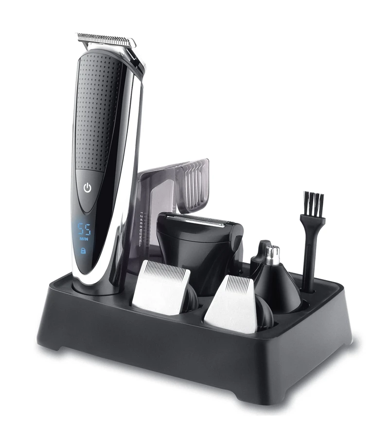 HATTEKER 5 in 1 Electric Hair Trimmer Professional Hair Clipper USB Charging Beard Nose Trimer Men Haircut Machine