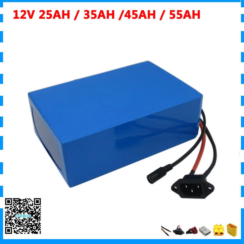 

350W 12V Electric bike battery 12V 3S 25AH 35AH 45AH 55AH lithium battery pack With 2500mah Cell 30A BMS 12.6V 5A Charger