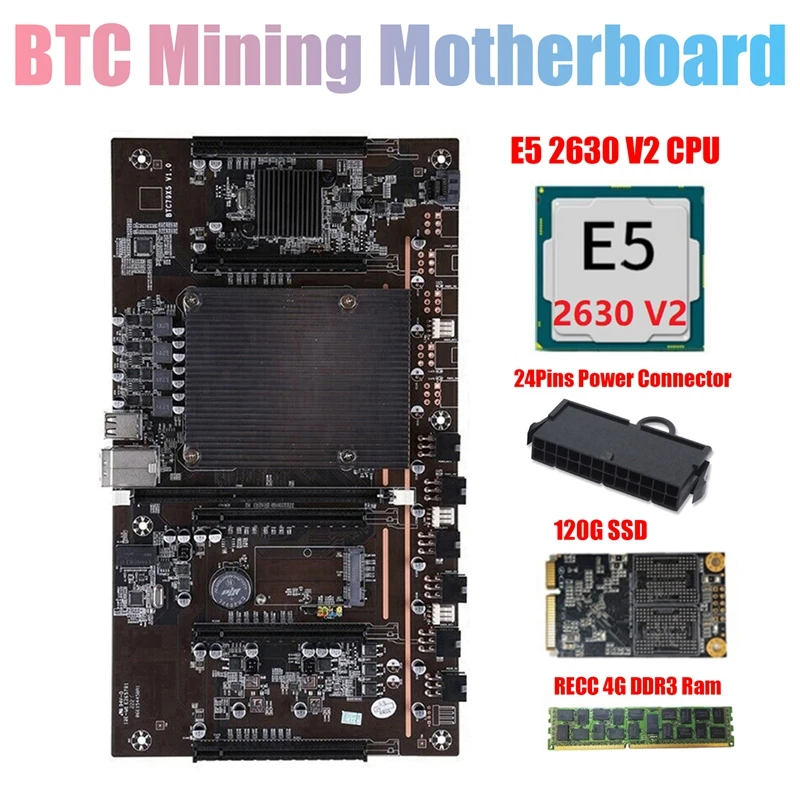 best chipset for gaming pc H61 X79 BTC Mining Motherboard with E5 2630 V2 CPU+RECC 4G DDR3 Ram+24 Pins Connector+120G SSD Support 3060 3070 GPU best pc motherboard brand