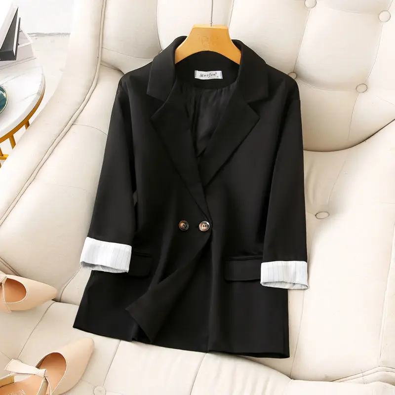 suit 2021 new jacket female spring autumn white Korean design sense suit small suit oversized blazer Casual COTTON