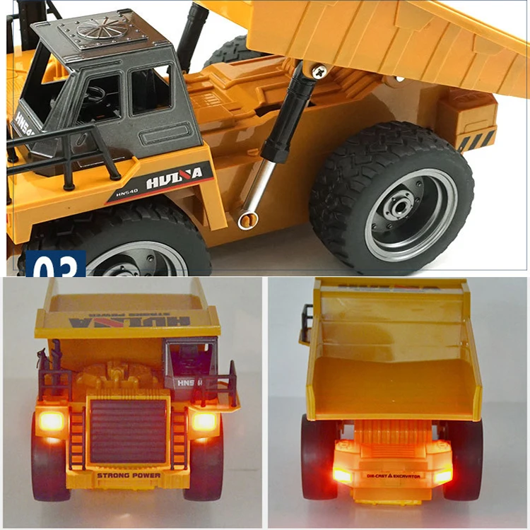 Huina 1540 Rc Dump Truck 1:18 6 Ch 2.4G Alloy Remote Control Dump Truck 4WD Construction Vehicle Toys Machine Model Car for Boy 4