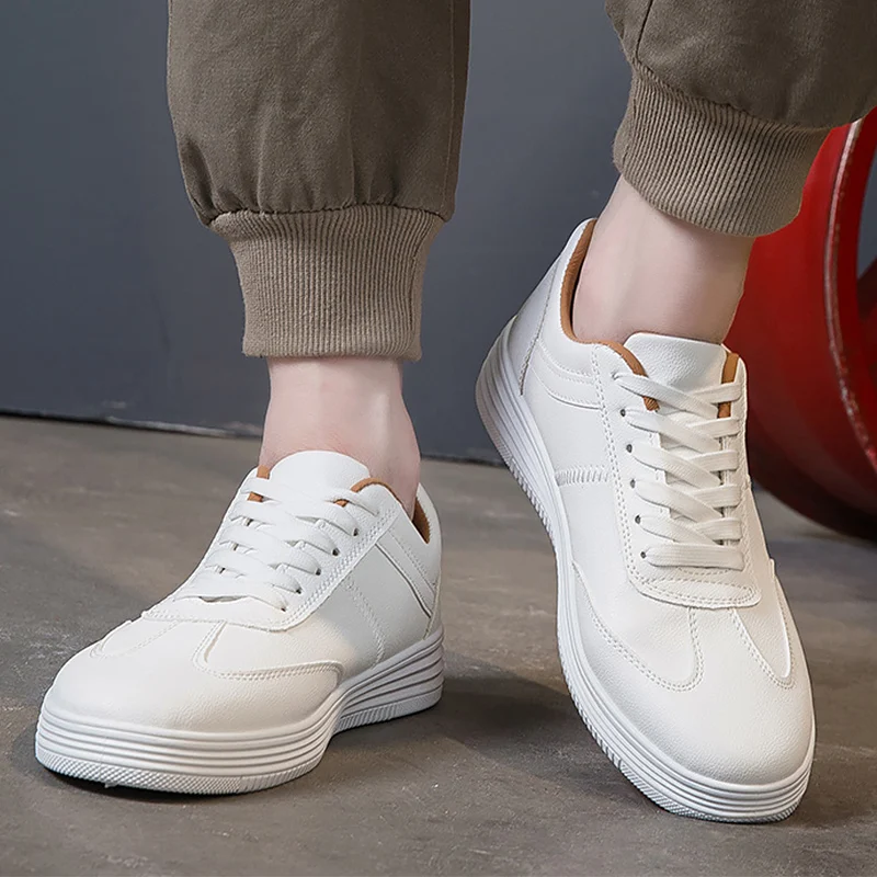 zapatos casuales de hombre blancas zapatillas deportivas hombre zapatos  hombre Zapatillas De deporte De estilo coreano para Hombre, zapatos De  plataforma con cordones blancos De talla grande, para correr, para otoño 