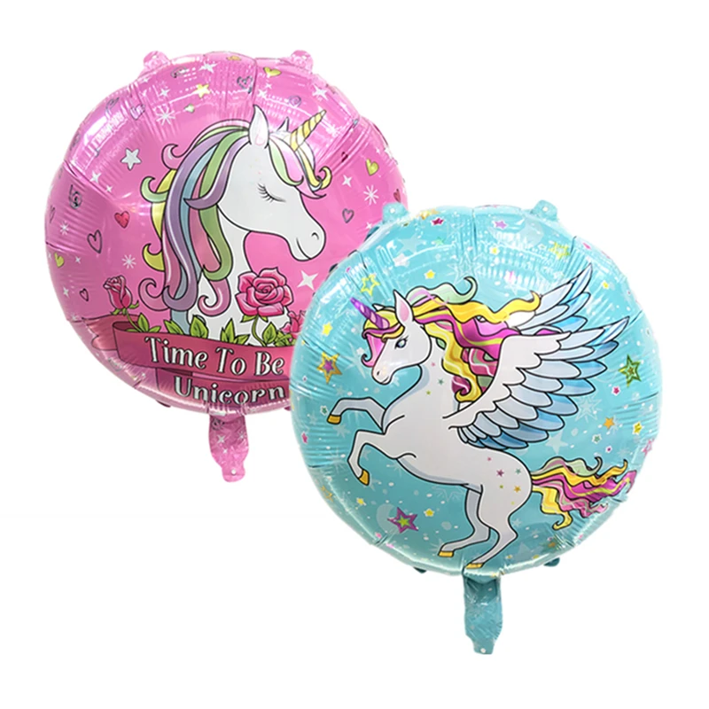 2/5 Stück 18 Zoll runde Kugel Pegasus Flamingo Einhorn Aluminium Ballons Kindergeburtstag Party Dekoration Ballons