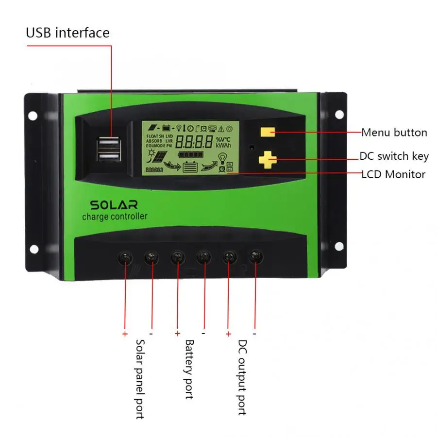40A 12 V/24 V солнечный регулятор заряда IP32 ШИМ контроллер зарядки 28-10AWG солнечный регулятор зарядки