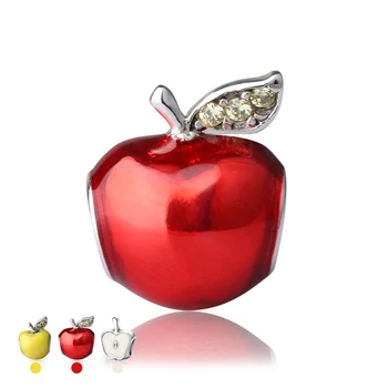 

925 Sterling Silver yellow Red white Enamel Apple Beads Fruit CZ charms Fit European Bracelet for women Party 2020 Jewelry gift