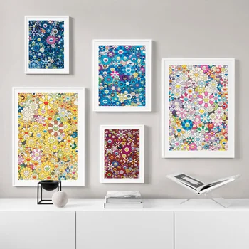 

Takashi Murakami Celebrity ART Sun flower Poster Japanese style Canvas Print Home Decor No Frame