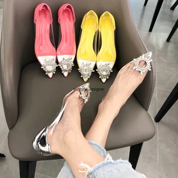 

Sun Flower Rhinestone Women Flats 2020 Patchwork Woman Loafers Pointed Toe Zapatos De Mujer Crystal Ladies Shoes Espadrilles New