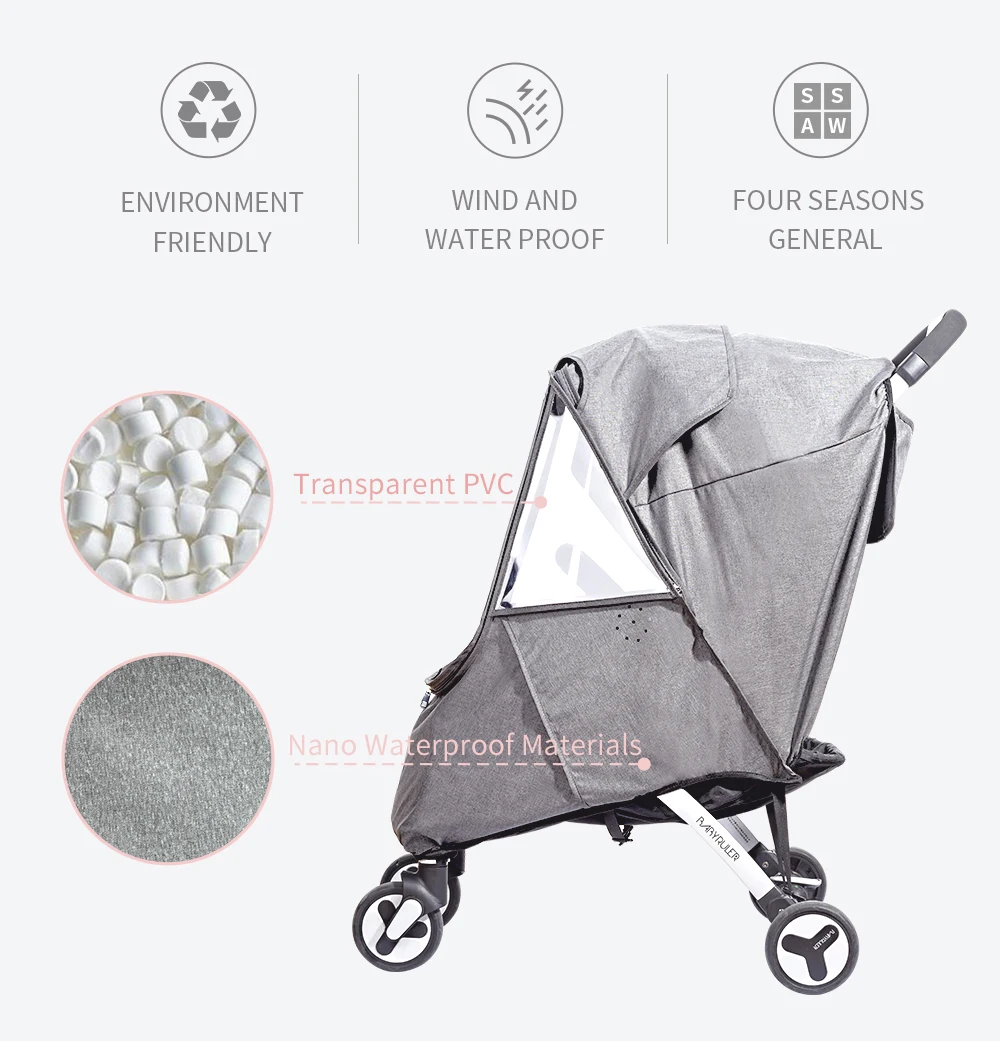 Universal Pushchair Buggy Rain Cover Baby Transparent  Pram Wind Shield shan 