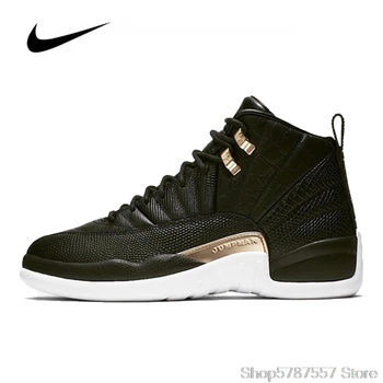 

Nike Air Jordan 12 Retro Black Metallic Gold White Men's Jordan Shoes Basketball Shoes High-top Jordan Shoes Women Sneakers