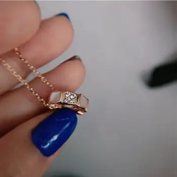 

Wholesale Real S925 Material Seashell Snake Bone Zircon Fashion Jewelry Necklace Pendant Chain Fashion Accessories Jewel Women
