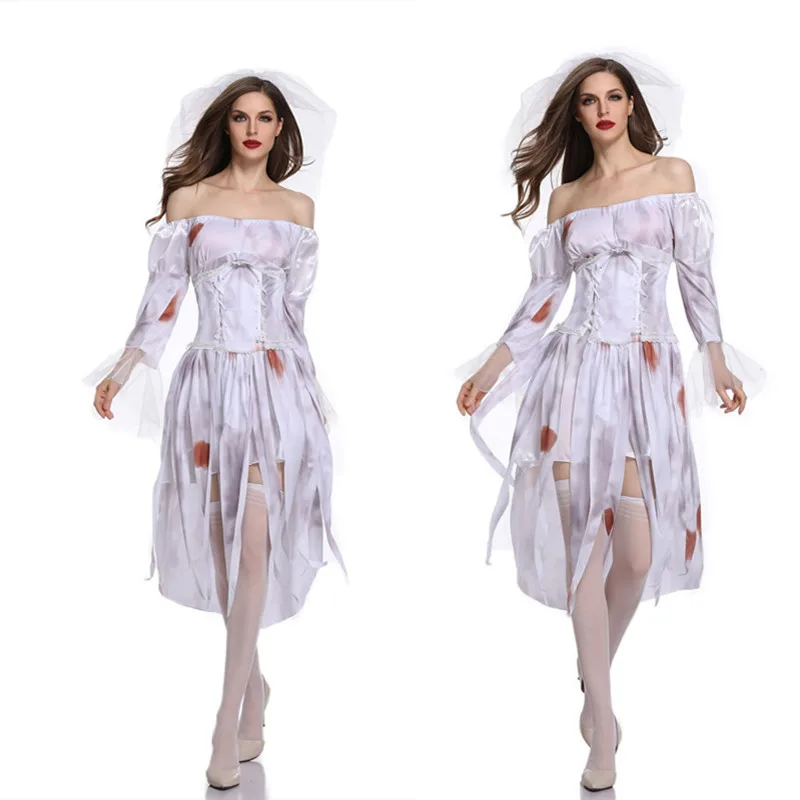 

Ghost Bride Adult Skeleton Princess Dress Halloween Cosplay Vampire Service Photo Filming Clothing