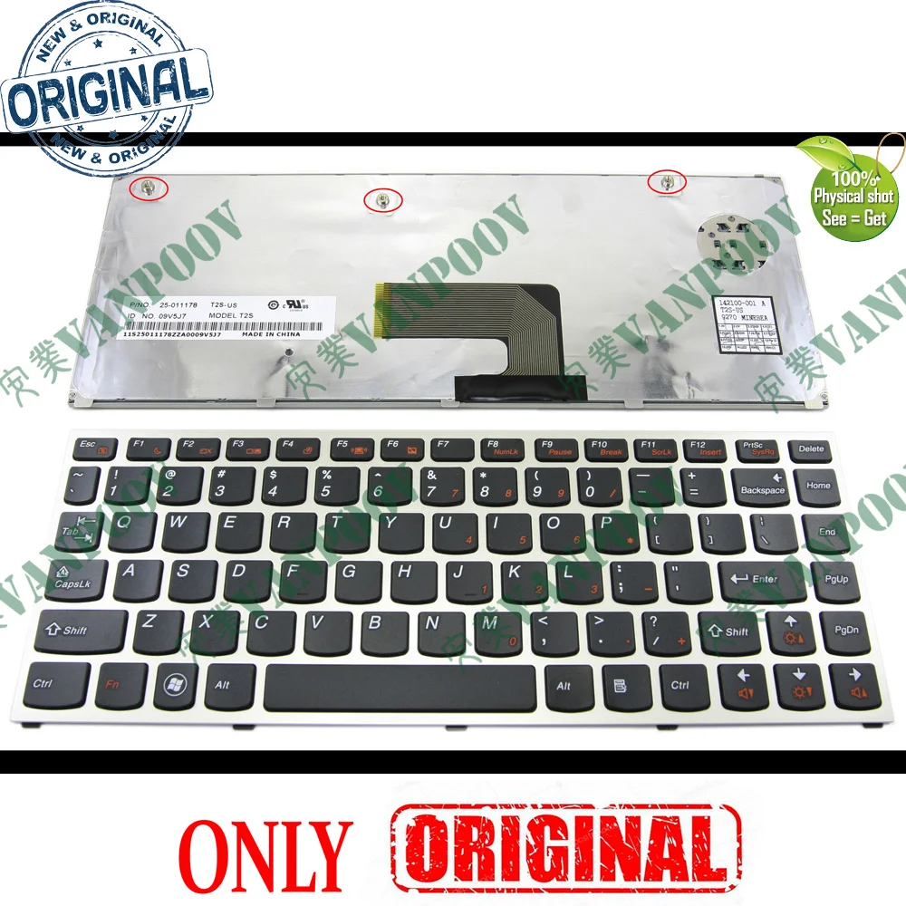 New Laptop keyboard for Lenovo IdeaPad U460 U460s U460A Black Silver Frame US Version - 25-011178 T2S-US V-115420AS1 25-010478 | Компьютеры