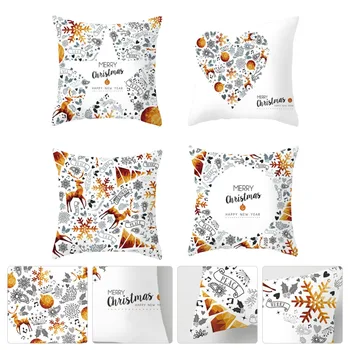 

4Pcs Christmas Pillowcase Bedroom Pillow Cover Household Pillowcase Decoration