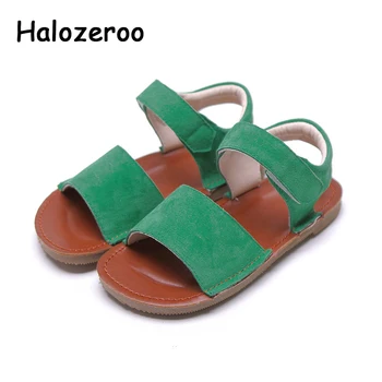 

Summer 2020 Kids Beach Sandals Children Green Genuine Leather Shoes Baby Girls Soft Fashion Sandals Boys Mesh Casual Sandals New