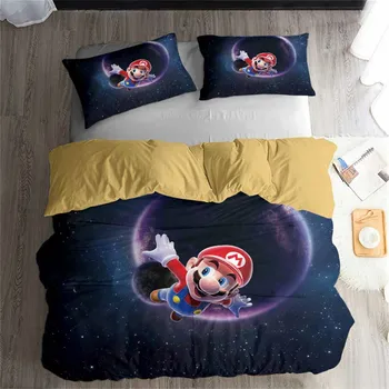 

HELENGILI 3D Bedding Set Mario Print Duvet Cover Set Lifelike Bedclothes with Pillowcase Bed Set Home Textiles #MLA-04