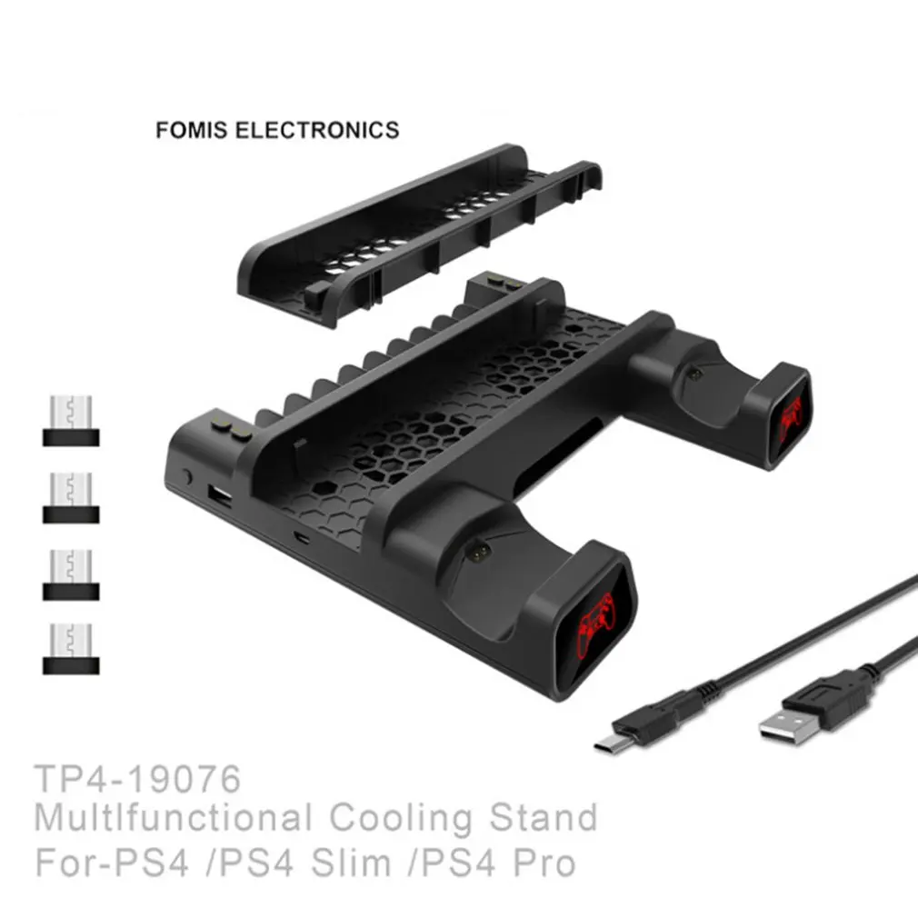 Для PS4 охлаждающий вентилятор теплоотвод основание вертикальное зарядное устройство Подставка двойной контроллер зарядная док-станция для PS4/SLIM/PRO