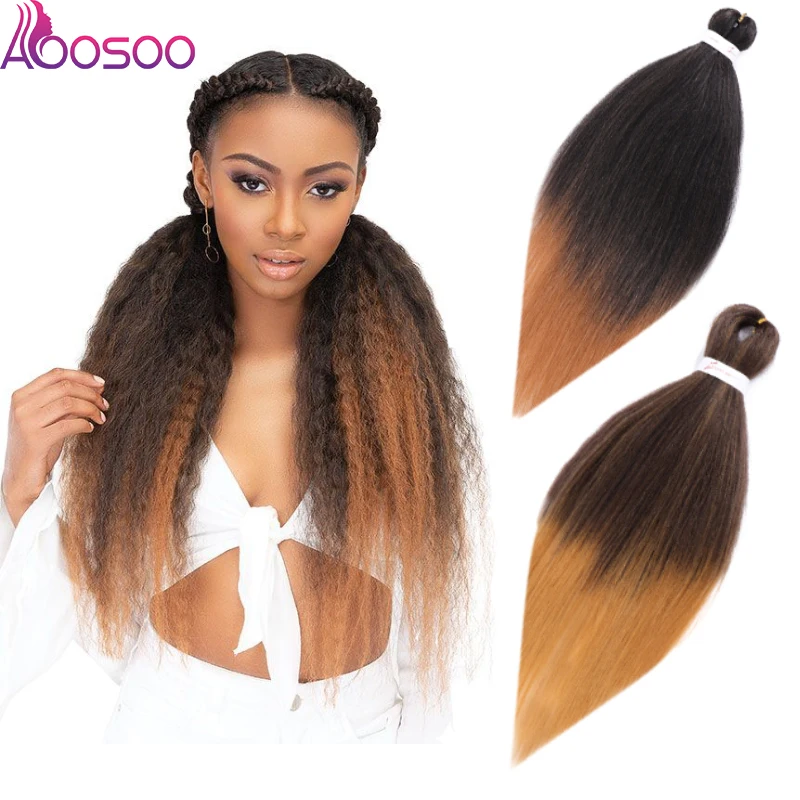 AOOSOO Crochet Hair 26 inch Jumbo Braids Ombre Braiding Synthetic Extension Low Temperature Fiber 2color | Шиньоны и парики