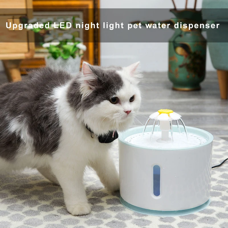 Автоматический диспенсер для воды для домашних животных, кошек, обновленный светодиодный Ночной светильник, диспенсер для воды для кошек, USB, собак, кошек, домашних животных, бесшумная миска для подачи питьевой воды