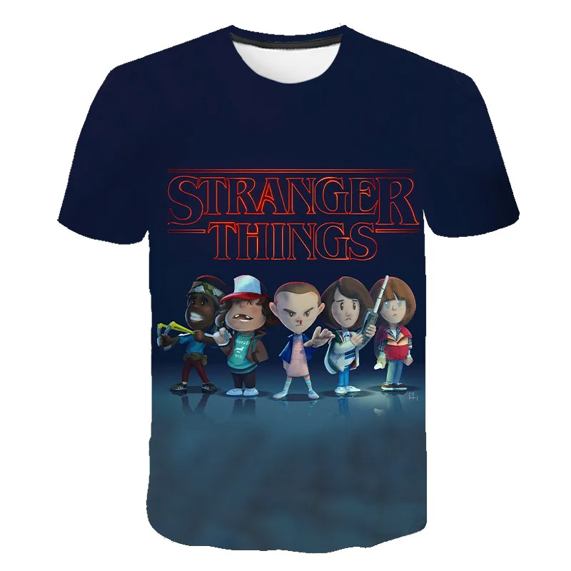 Новинка 2020 года футболка с 3D принтом надписью Stranger Things 3 детские топы короткими