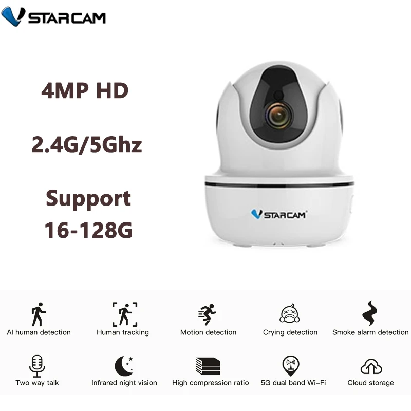 Vstarcam New Indoor Security Wireless IP CCTV Camera Surveillance Monitoring 4MP Baby Monitor Smart Home Suppport 2.4G/5GHz |