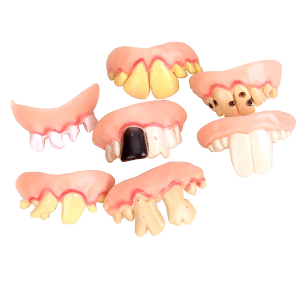 Hot Sale 5Pcs Funny Gift Costume Party Ugly Gag Fake Teeth FunnyFreaky Front Teeth Comfortable Wearing Party Game Accessory