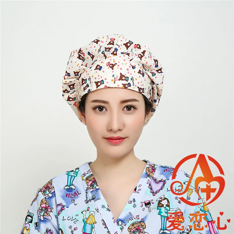 

New Arrival Cotton Print Surgical Cap Anti-Dust Caps Beauty Salon Caps Doctors Workwear Cap-Ailianxin
