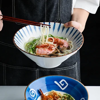 

Japanese Noodle Bowl Salad Rice Fruit Soup Bowl Ramen Noodle Bowl Microwave Ceramic Dinnerware WY72005