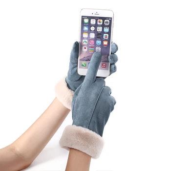 

Winter Women Windproof Warmer Cashmere Bow leaves star Mittens Double thick Plush Wrist Girls Touch Screen Driving Gloves