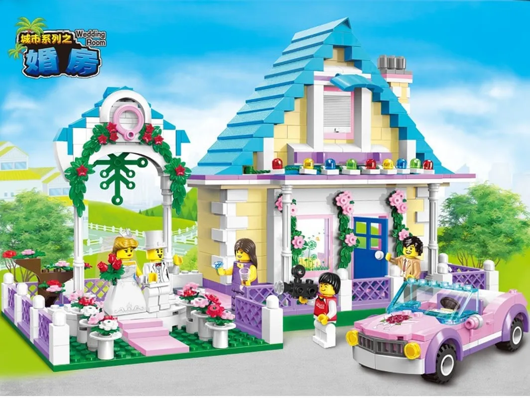 

New 1129 Marriage Room Wedding Bridegroom Princess Castle Fit House City Figures Blocks Bricks Playmobil Toy Girls Gift Kid