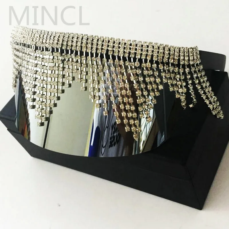 MINCL Роскошные брендовые Большие женские солнцезащитные очки со стразами без оправы женские солнцезащитные очки Дизайнерские летние очки с линзами NX