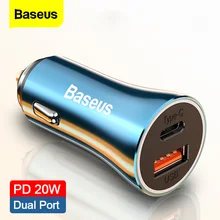 Baseus-cargador USB tipo C de Metal para coche, dispositivo de carga rápida SCP AFC QC 4,0 PD, 20W, para iPhone, Xiaomi, Huawei y Samsung, 40W