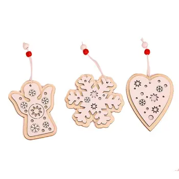 

Christmas Ornament Wooden Hanging Pendants Star Xmas Tree Bell Christmas Decorat