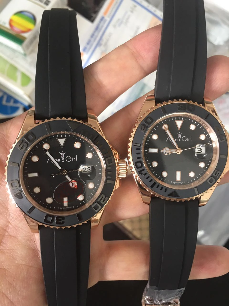 

Luxury Brand New Black Rubber Rose Gold Ceramic Bezel Men Watch Sapphire Glass Automatic Mechanical Gents Watches AAA+ Quality