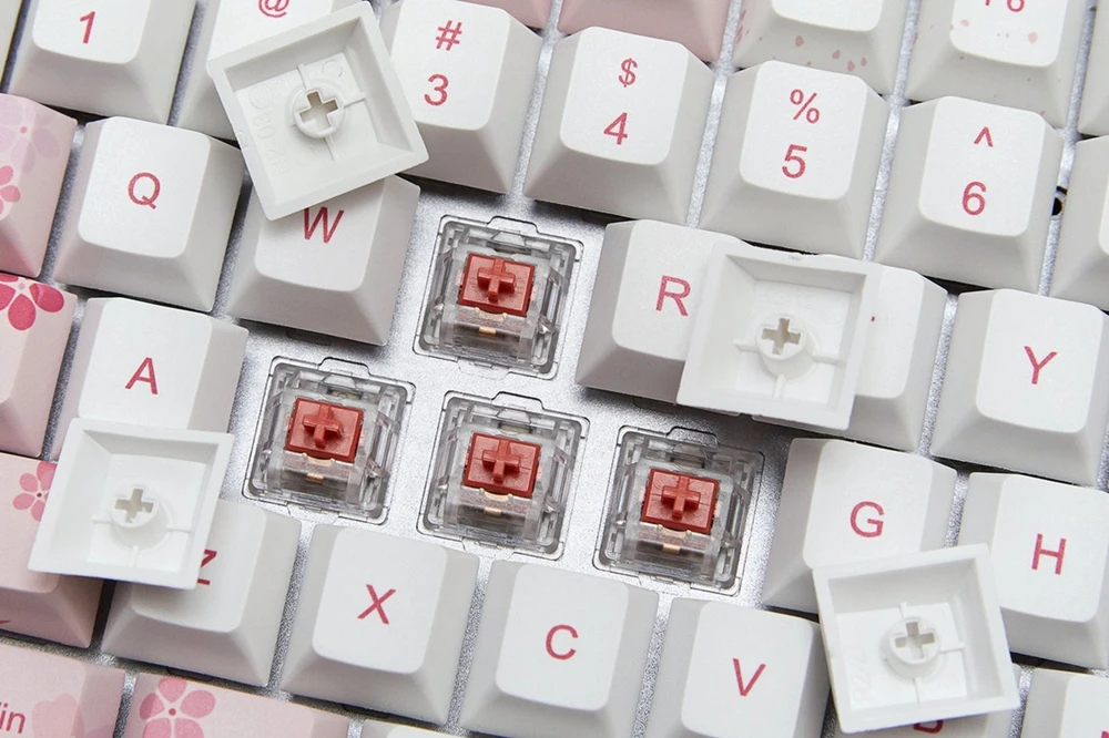 Gk84 механическая клавиатура 75% dye sub keycap cnc анод алюминиевый светильник rgb чернила paintingsakura lotus bluetooth 4,0 USB двойной режим