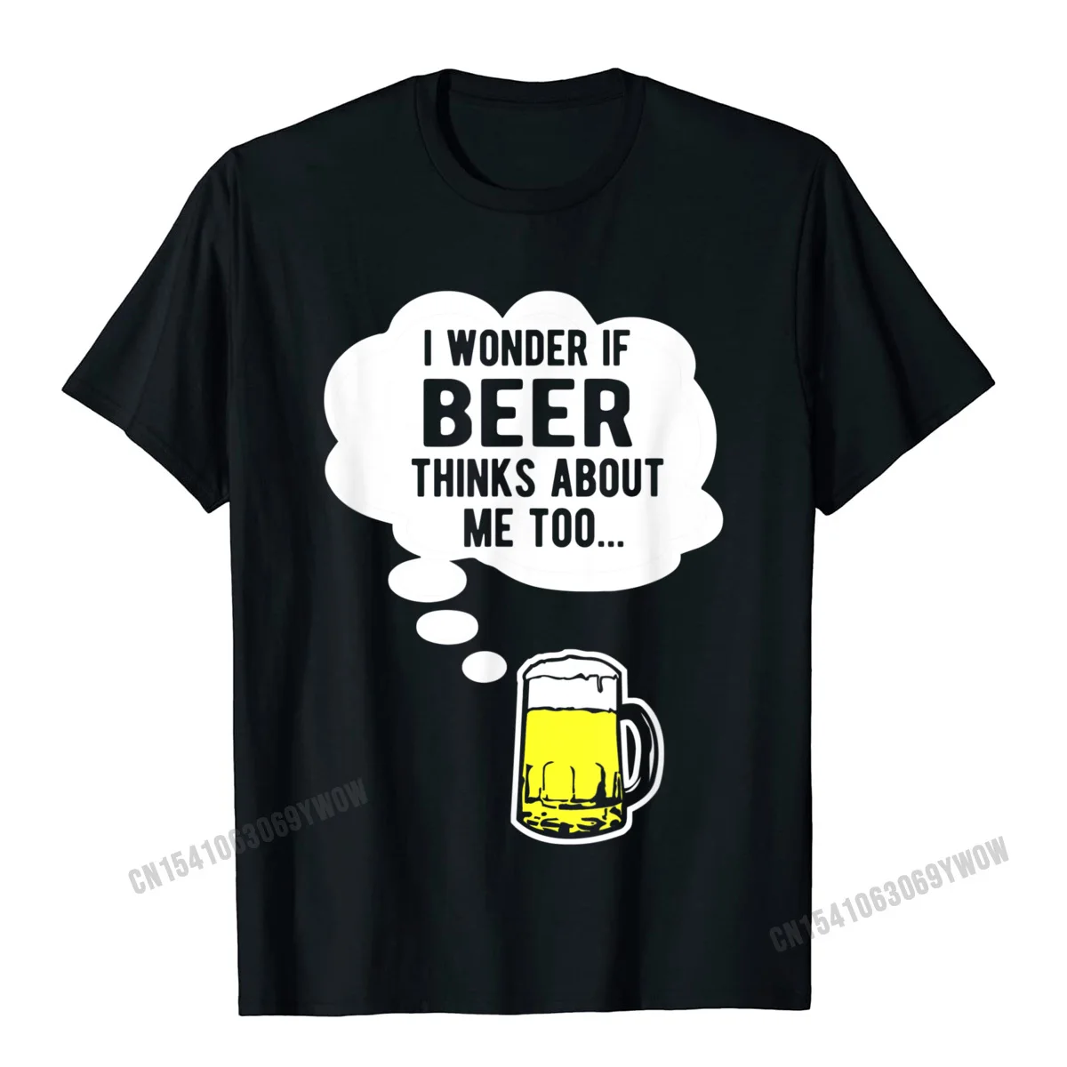 3D Printed Top T-shirts for Men Summer Summer Fall Tops T Shirt Short Sleeve Coupons Fashionable Tees Round Neck 100% Cotton I wonder if beer thinks about me too t-shirt T-Shirt__205 black