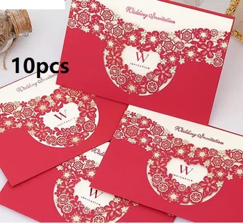

wedding invitation cards hallow out wedding supply accessories european style invitations red 10pcs