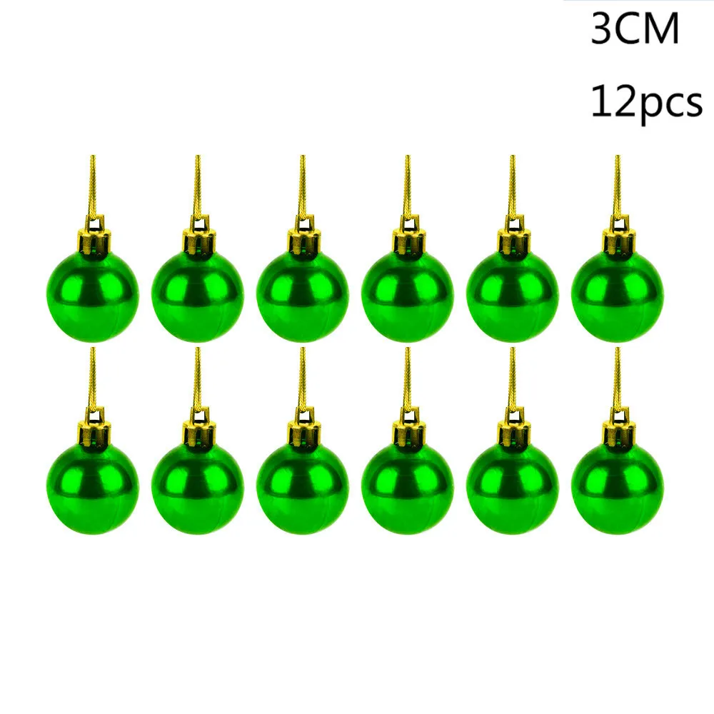1 комплект 12 шт. 30 мм Рождественская елка шар-безделушка подвесное украшение для домашней вечеринки Декор Рождественский шар дерево декор подвесная Подвеска L* 5 - Цвет: green