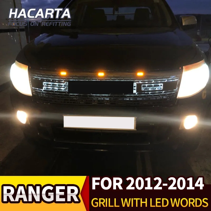 Передняя решетка для ford ranger T6 светодиодный гриль из АБС пластика черного цвета
