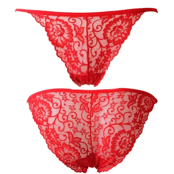 

Breathable Briefs Women Sexy perspective Underpants Low Waist Seamless Hip G-string hollow out adjustable Embroidery briefs