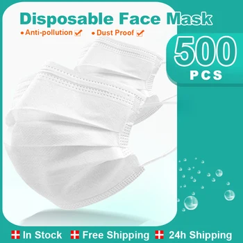 

In stock Disposable surgical Masks Anti Pollution Dust 3-Layer Mouth Face medical mask Meltblown Breathing Hygiene white Mask