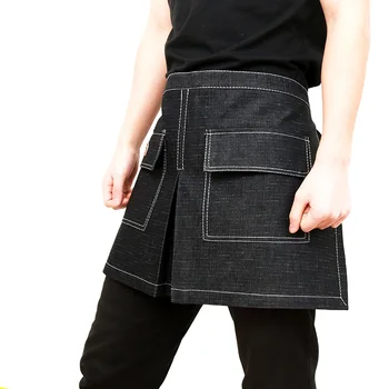 

Korean fashion half-apron restaurant milk tea shop waiter nail denim apron overalls female custom logo