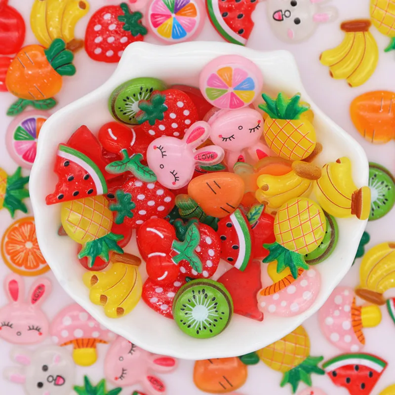 30pcs Resin Fruit/animals/dessert Food Toys Accessories DIY Craft Phone Shell Patch Arts Materials Home Decor Cute Miniatures