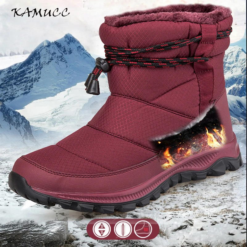 Botas de nieve impermeables para Mujer, botines cálidos de felpa, 36 46  talla grande, Invierno|Botas de nieve| - AliExpress