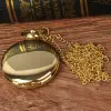 8823Smooth and bright fashion vintage two-sided gold pocket watch with black Roman numerals surface, with a pocket watch ► Photo 1/5