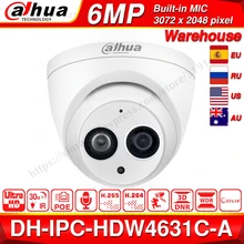 Dahua IPC-HDW4631C-A 6MP HD POE сетевая Мини купольная IP камера металлический чехол Встроенный микрофон CCTV камера 30 м ИК ночного видения Dahua IK10
